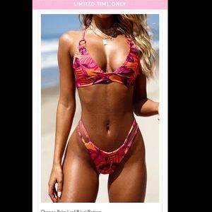 Orange Palm Leaf Bikini Set